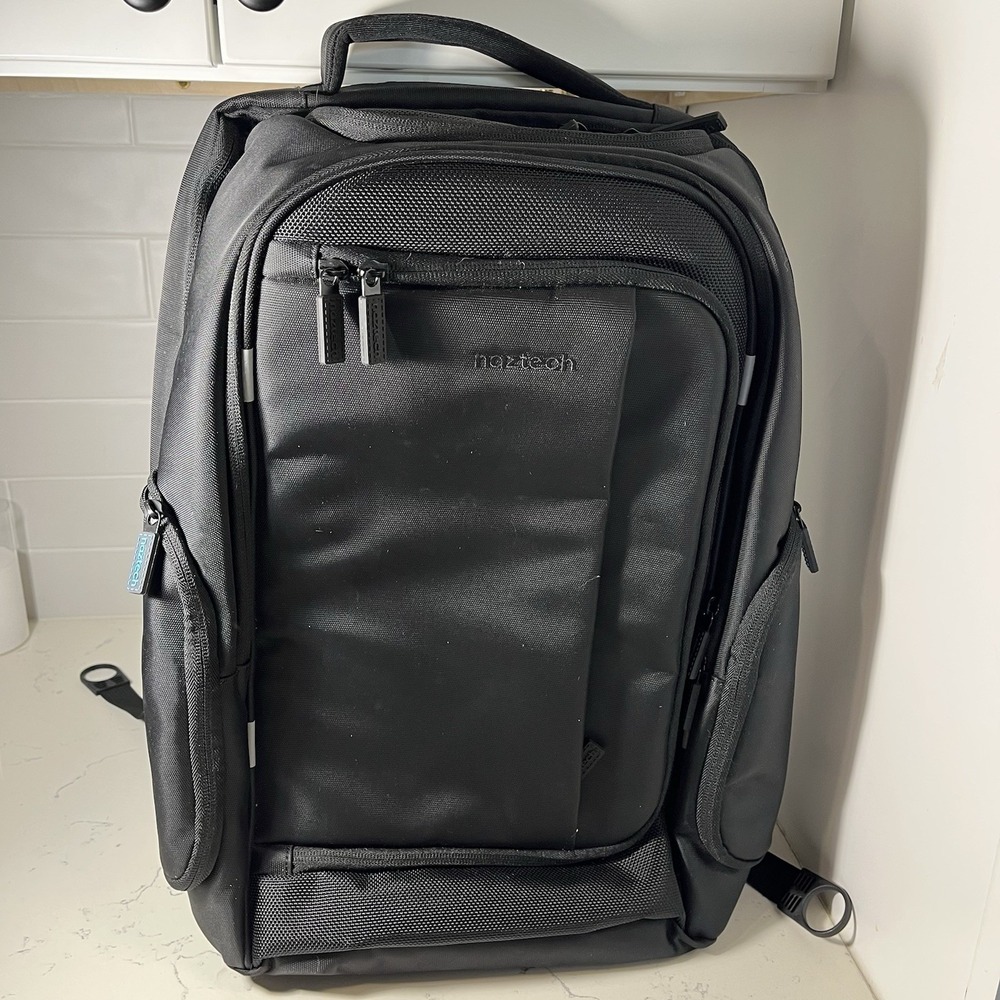 Naztech Black Backpack SmartPack Multi-Utility Travel Bag Rain Cover RFID Block